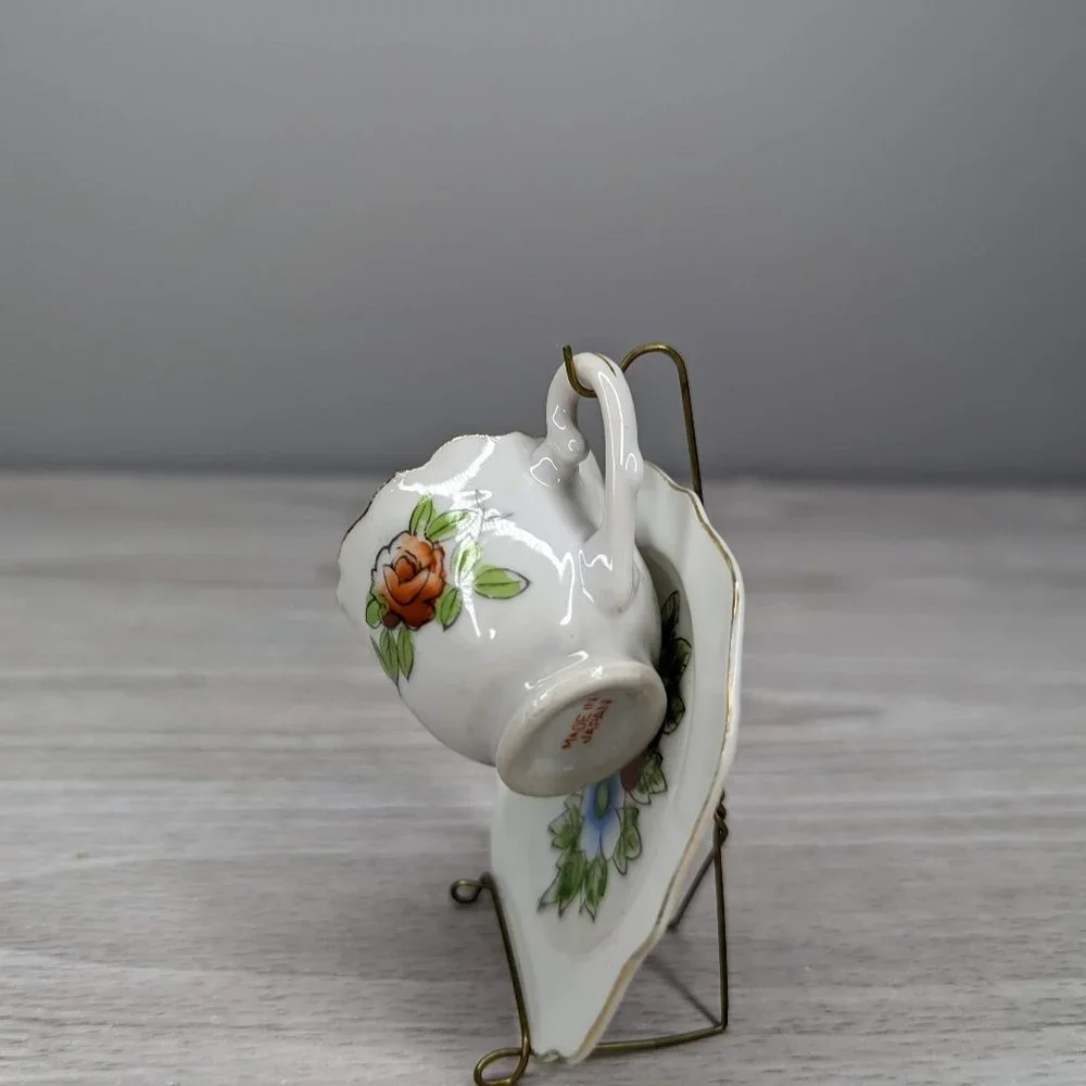 Vintage Miniature Floral Tea Cup & Saucer